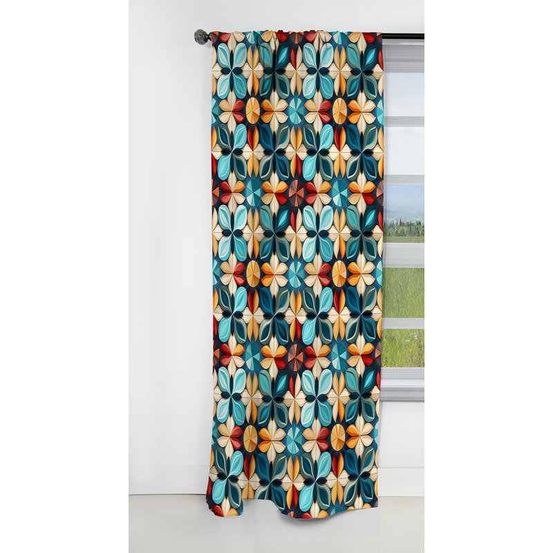Inner Harmony Exploration Mediation - Rideau Ikat - Rideau occultant Ikat - 1 panneaux, L 52 po x L 63 po