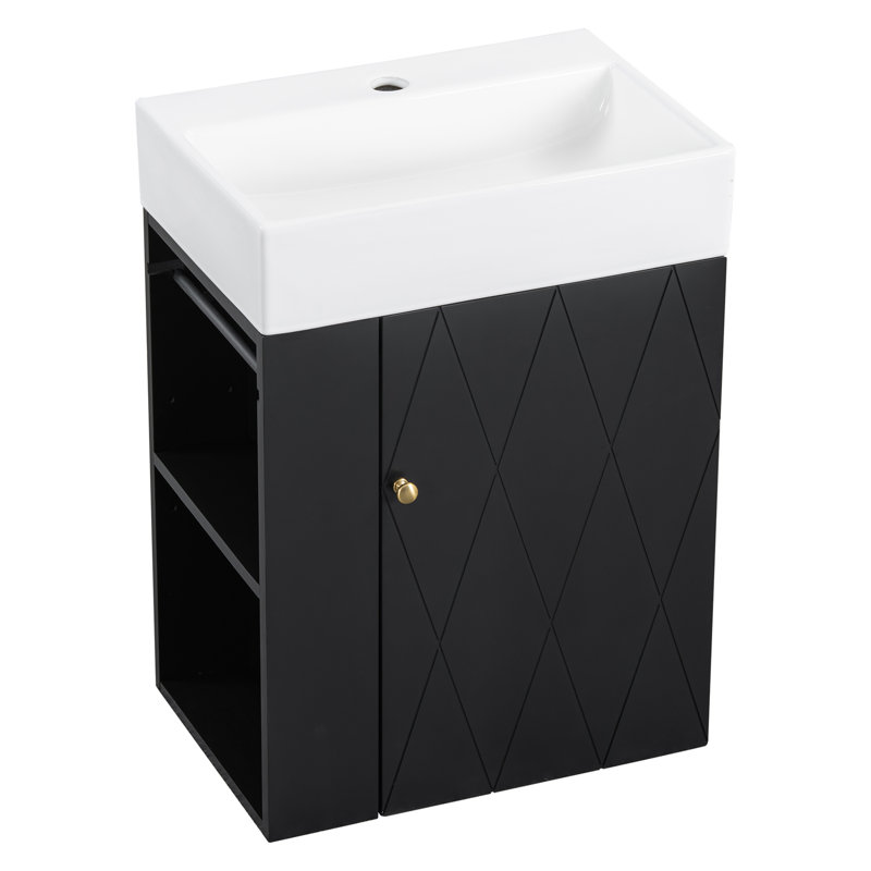 Meuble-lavabo 20 po avec lavabo en céramique, Noir