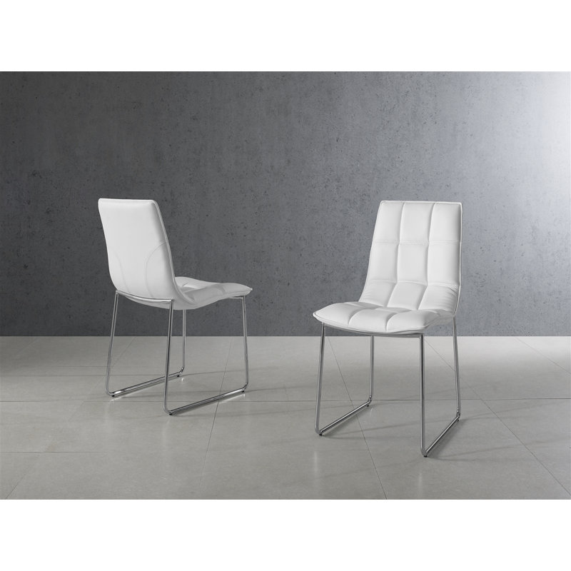 Chaise d'appoint en cuir Leandro, Blanc