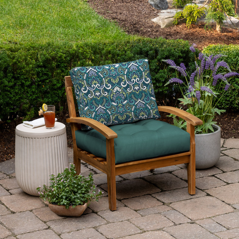 ARDEN Outdoor Lounge Chair 6" Cushion, Sapphire Aurora Blue Damask