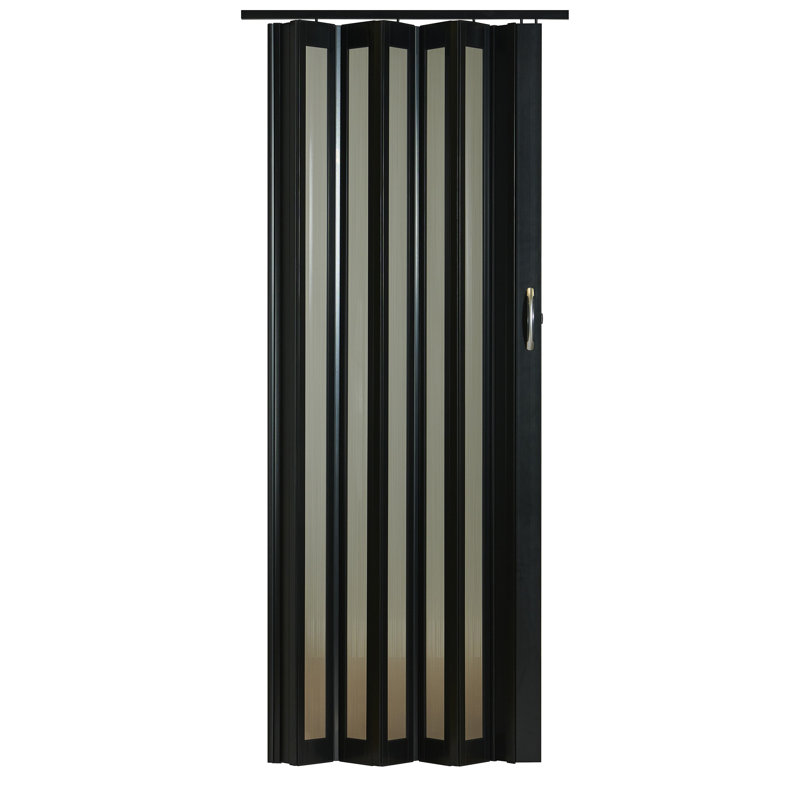 Metro Accordion Door, Black/Rain Glass