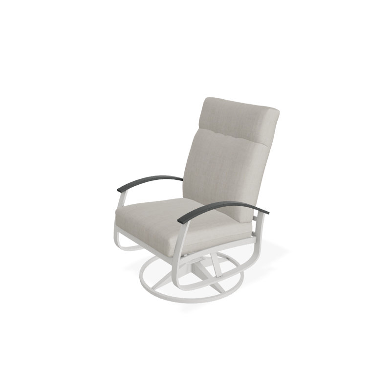 Belle Isle Outdoor Rocker Chair, Blue/White Stripe, Classic Graphite P30, Textured Snow