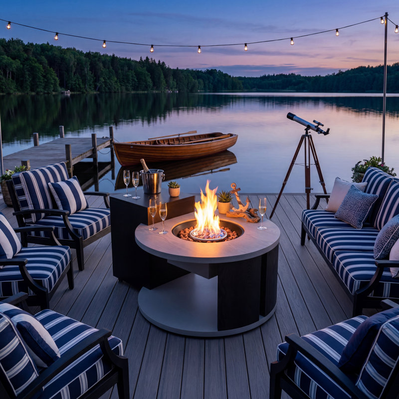 42" Propane Gas Fire Table, 50,000 BTU Outdoor Fire Pit Table With Hidden Tank Storage, All-Weather Patio Fireplace