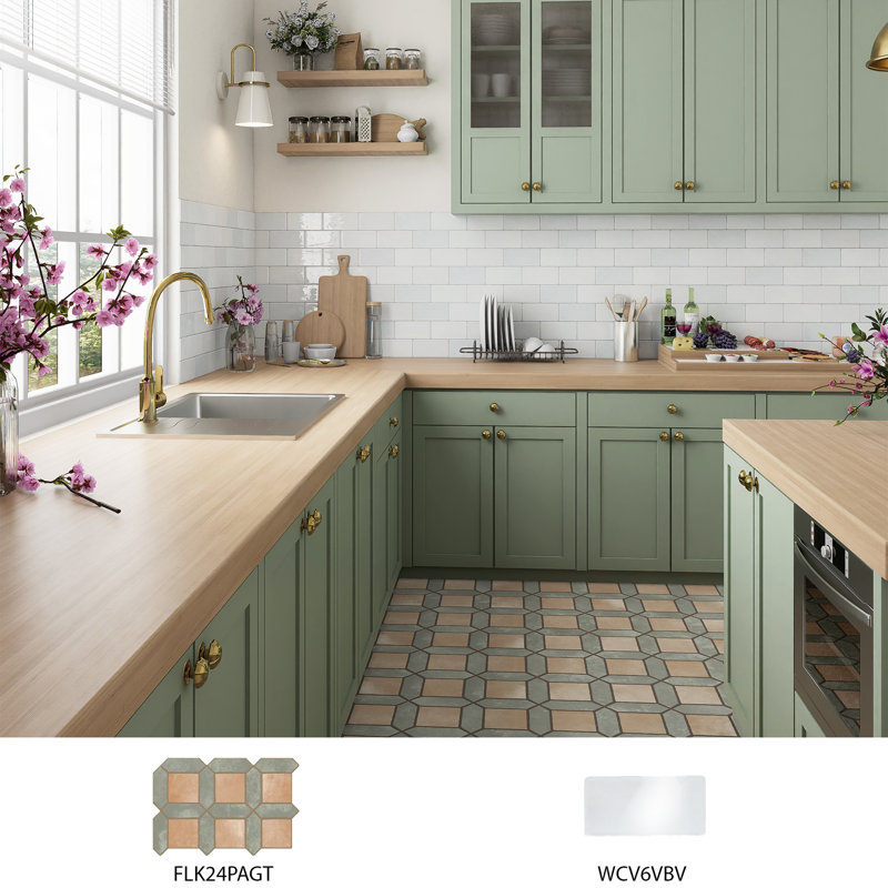 Picket Arenta 14-5/8 In. X 22-1/2 In. Porcelain Floor And Wall Tile, Green