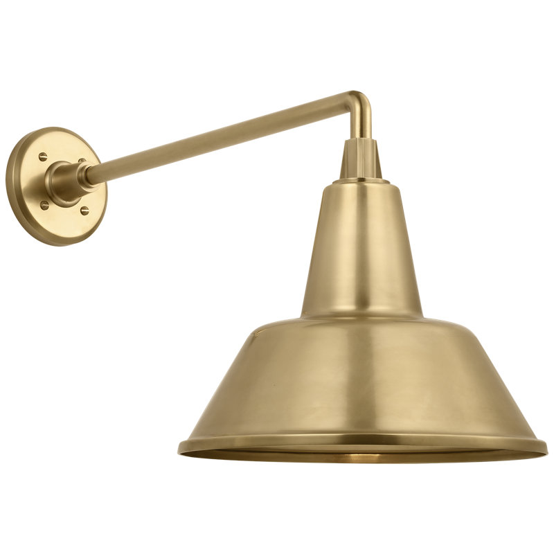Thomas O'Brien, "Academy 17.5" Mack Barn Light in Hand-Rubbed Antique Brass with 12.5" Bowers Shade