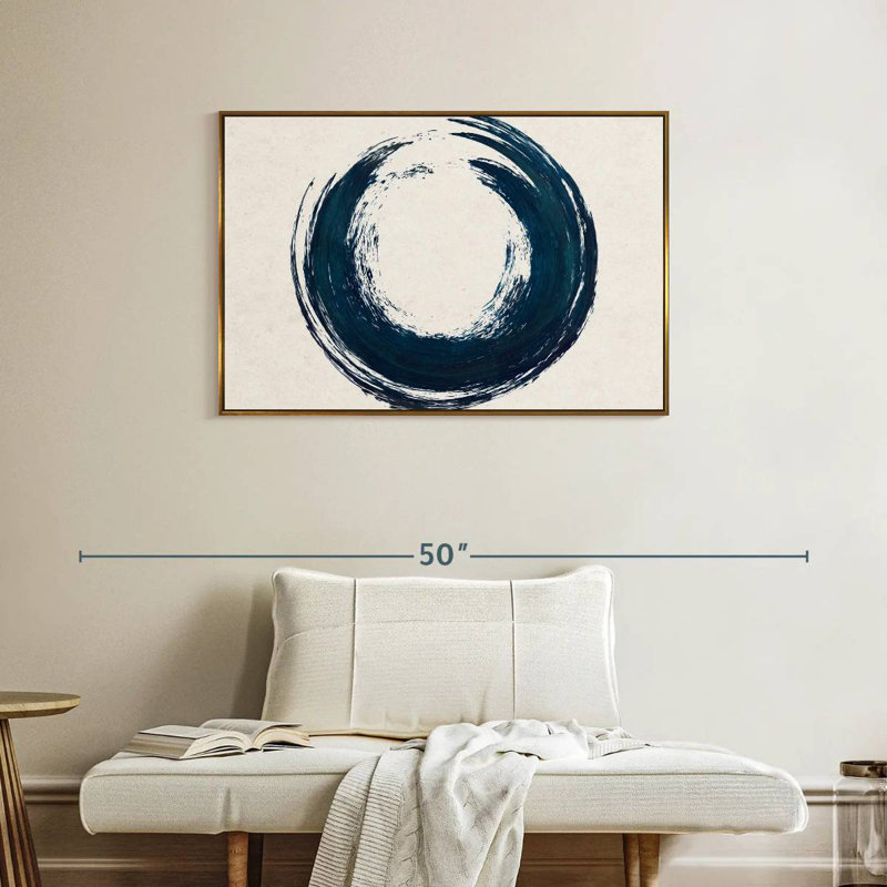 Cercle abstrait, Cadre flottant doré, 37 po x 25 po