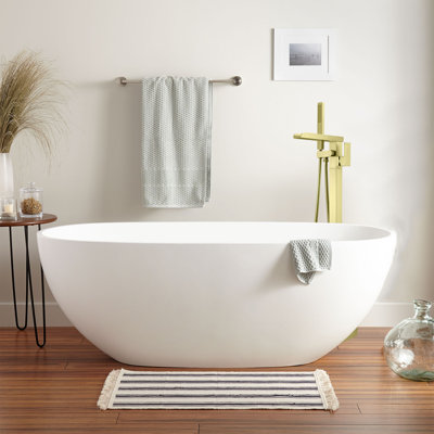Single-Handle Floor Mount Freestanding Bathtub Faucet Waterfall Tub Filler With Handheld Shower