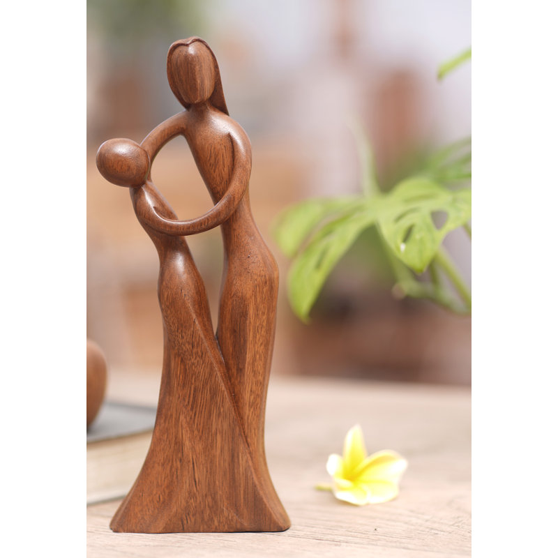 Novica Handmade Dancing With Daughter Wood Sculpture