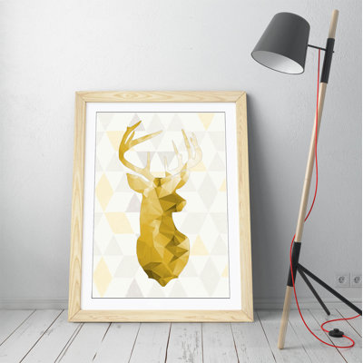 Yellow Mustard Grey Geometric - Single Picture Frame Print on Canvas