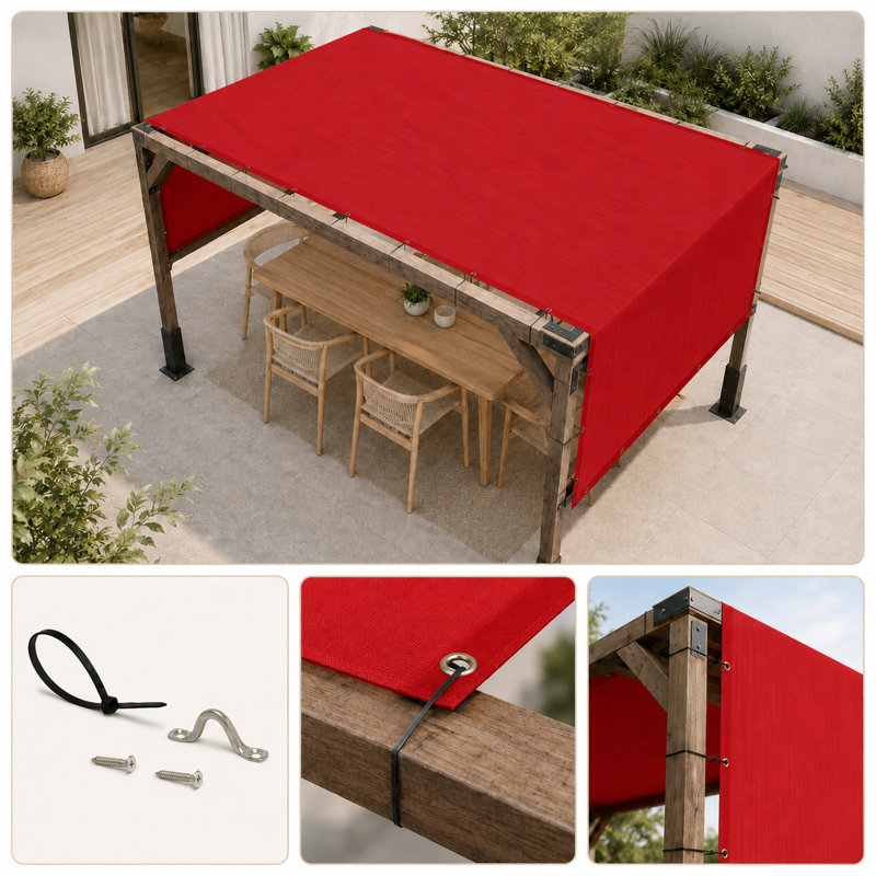 Auvent de remplacement pour abat-jour haute densité Colourtree Pergola, H 48 po x l 168 po x P 0,25 po, Red
