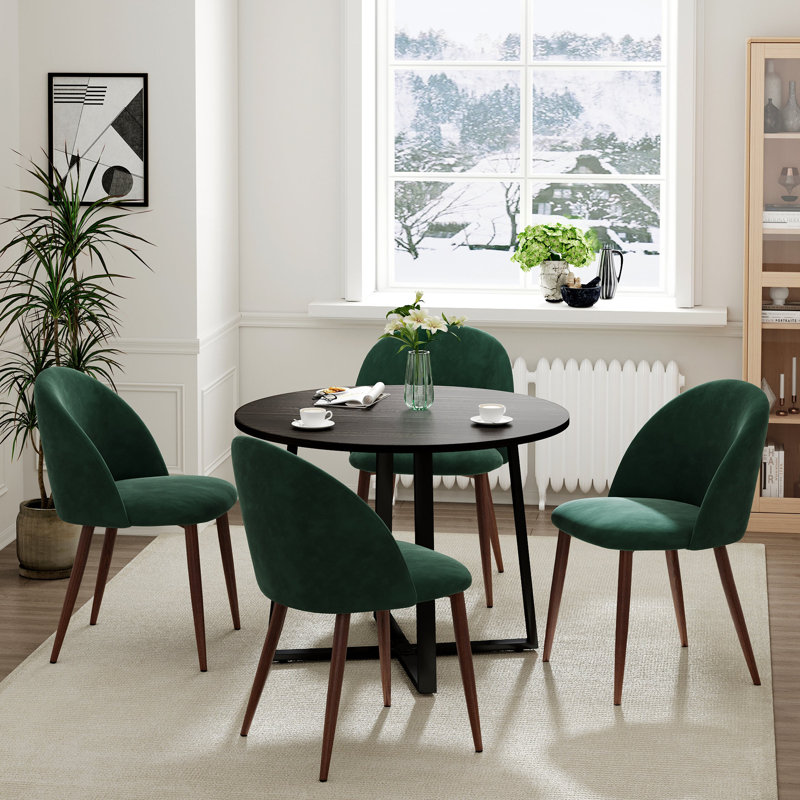 Loralea Round 35.4'' Restaurant Dining Set, Green, Espresso