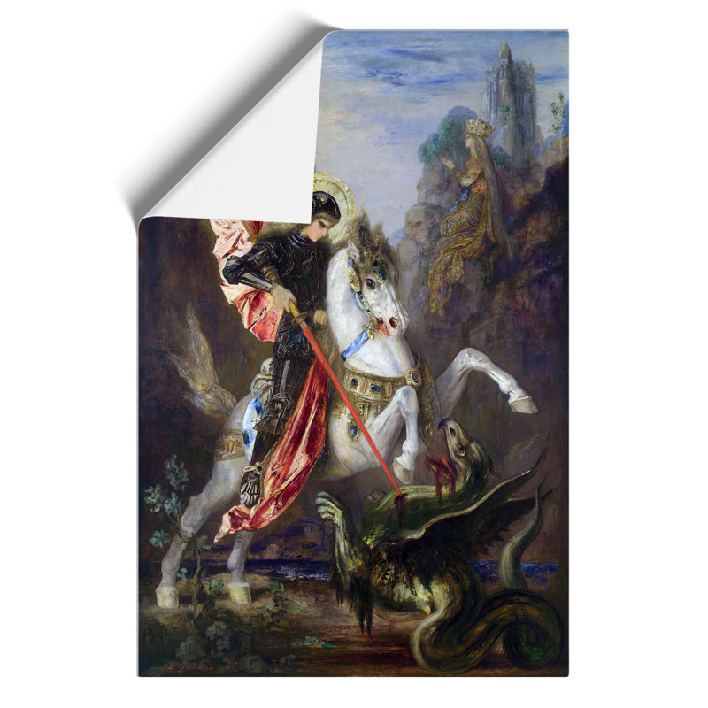 St George And The Dragon by Gustave Moreau - No Frame Painting, 59cm H x 42cm W x 0.1cm D