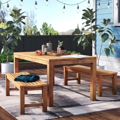 Anautica 4 - Person Teak Patio Dining Set with Rectangular Table