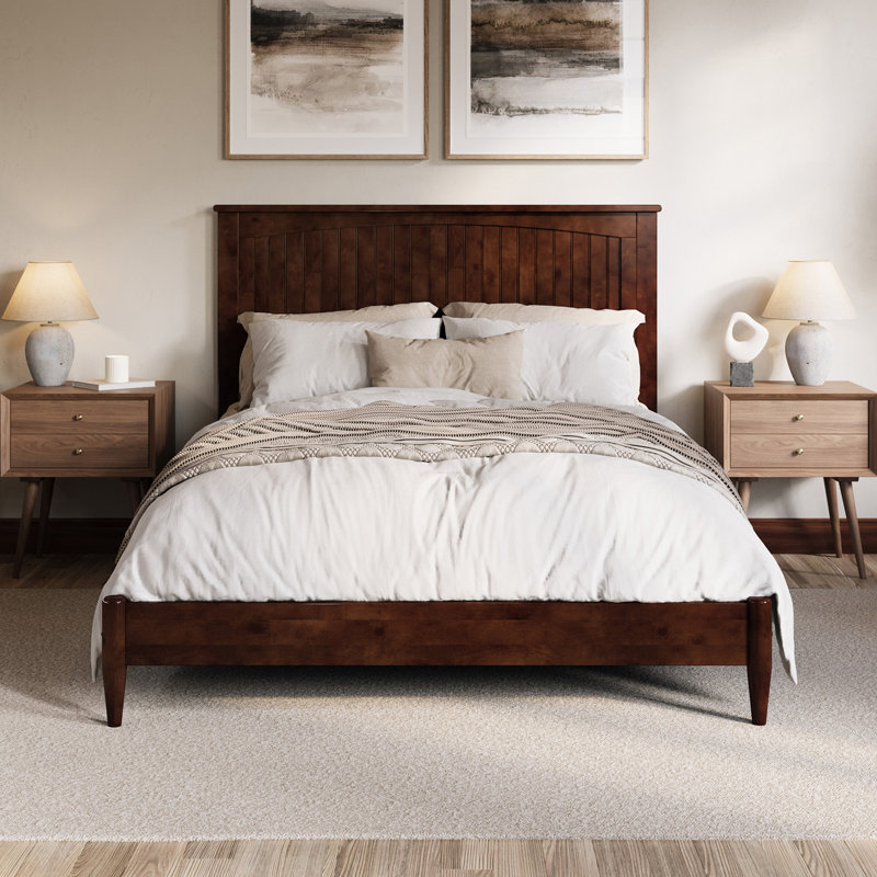  Lit plateforme Amandalee, Grand, Noyer