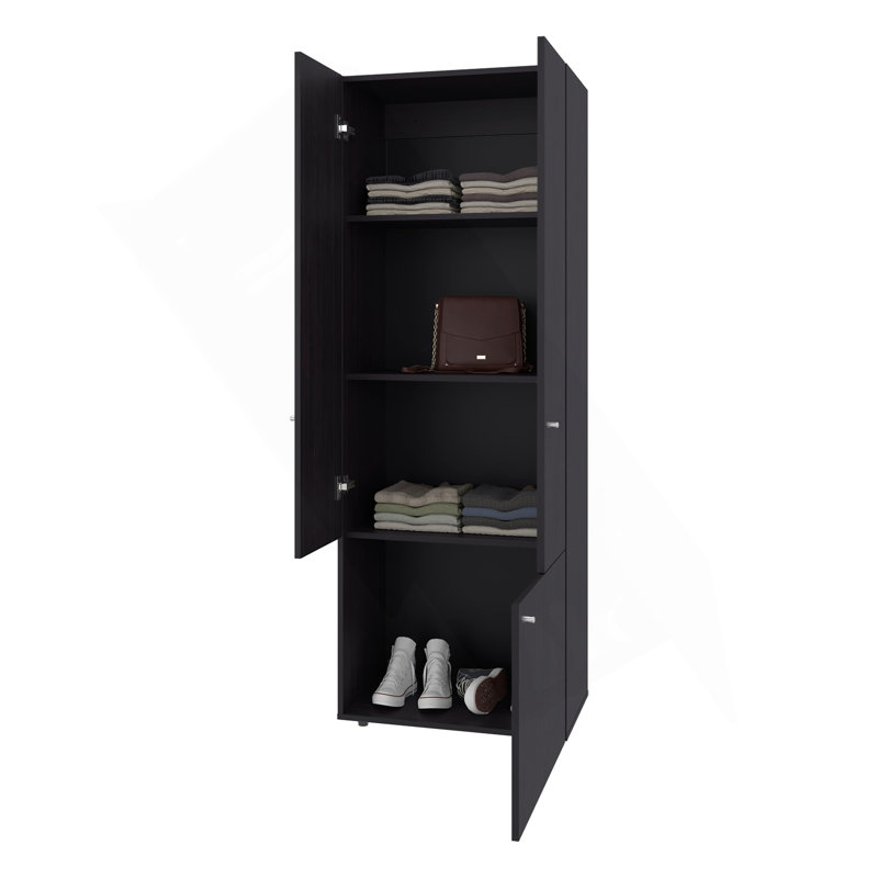 Armoire H 66,9 po, 3 portes, 3 tablettes, wengé noir - Chambre, Noir