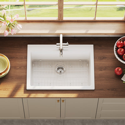 Évier de cuisine à tablier frontal en céramique argile réfractaire blanche de 30 po Farmhouse Sink