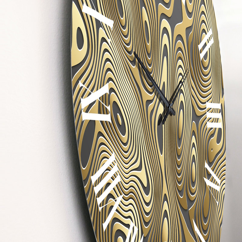 Horloge murale moderne Wavy Luxury Gold Gradients II, Grand