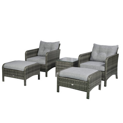 Takavor Wicker 2 - Person Patio Conversation Set with Cushions