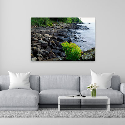Rocks And Trees Along Lake Superior Shoreline Cascade River State Park Minnesota Usa. Tranquil Abstract Contemporary Nature Landscape Art