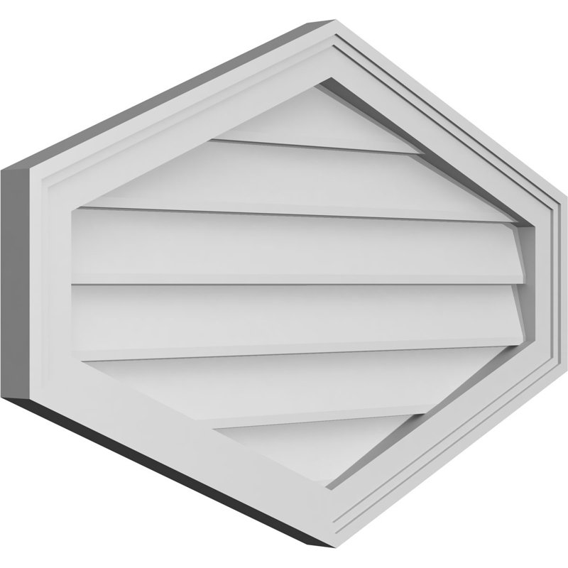 Vertical Peaked Surface Mount Signature Urethane Non-Functional Gable Vent 5/12 Pitch Primed Tan, 20" H x 30" W x 1.5" D