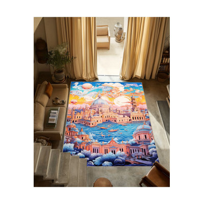 Tapis décoratif rétro à motif de maison de mer Waso
