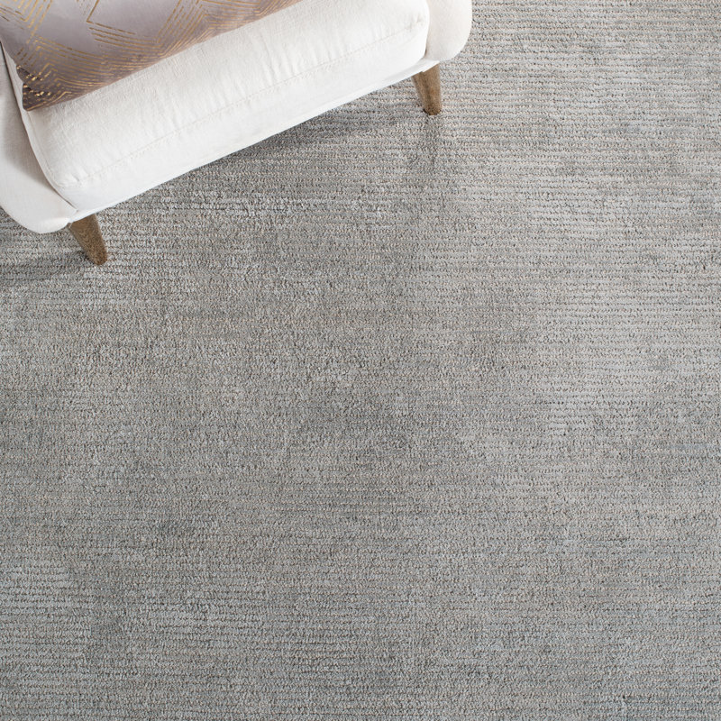 Cheevers Hand Tufted Viscose/Wool Pile Solid Color Rug in Gray, Square 6'