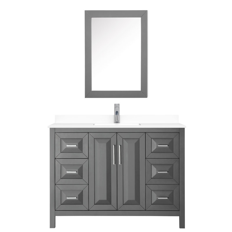 Daria 48'' W Vanity, White Cultured Marble, Dark Gray, Polished Chrome