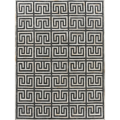 Berlin Geometric Area Rug in Charcoal/Ivory/Beige