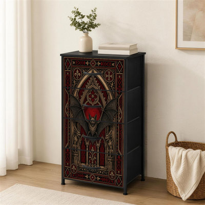 Commode 4 tiroirs pour chauve-souris de chambre gothique ornée de petites commodes arquées rouges pour commode avec commode