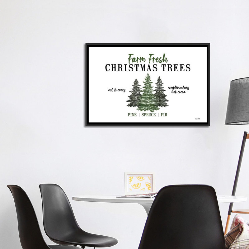«Christmas Tree Farm» par House Fenway - Art textuel, Toile avec cadre noir, Pas de tapis, H 26 po x l 40 po x 1,5 po
