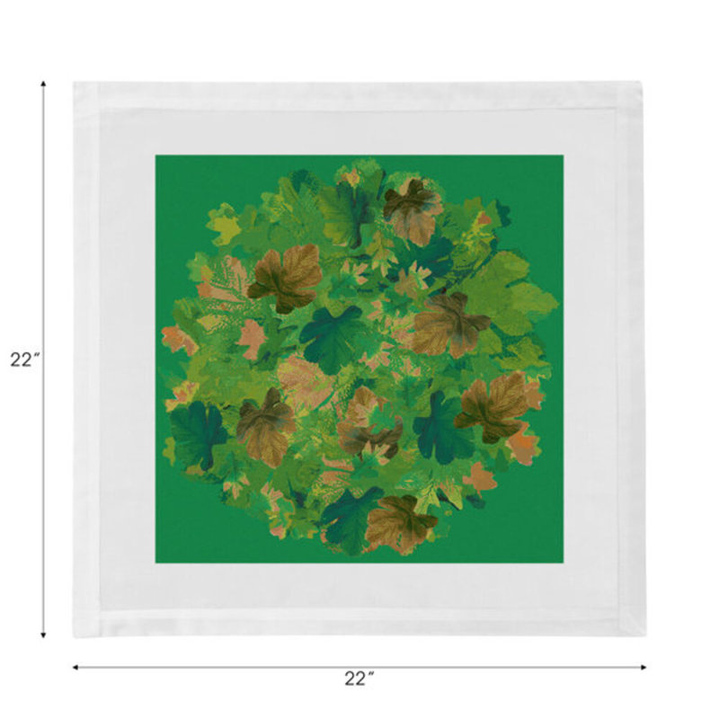 Serviettes de table en satin de coton Fallen Leaves, Vert