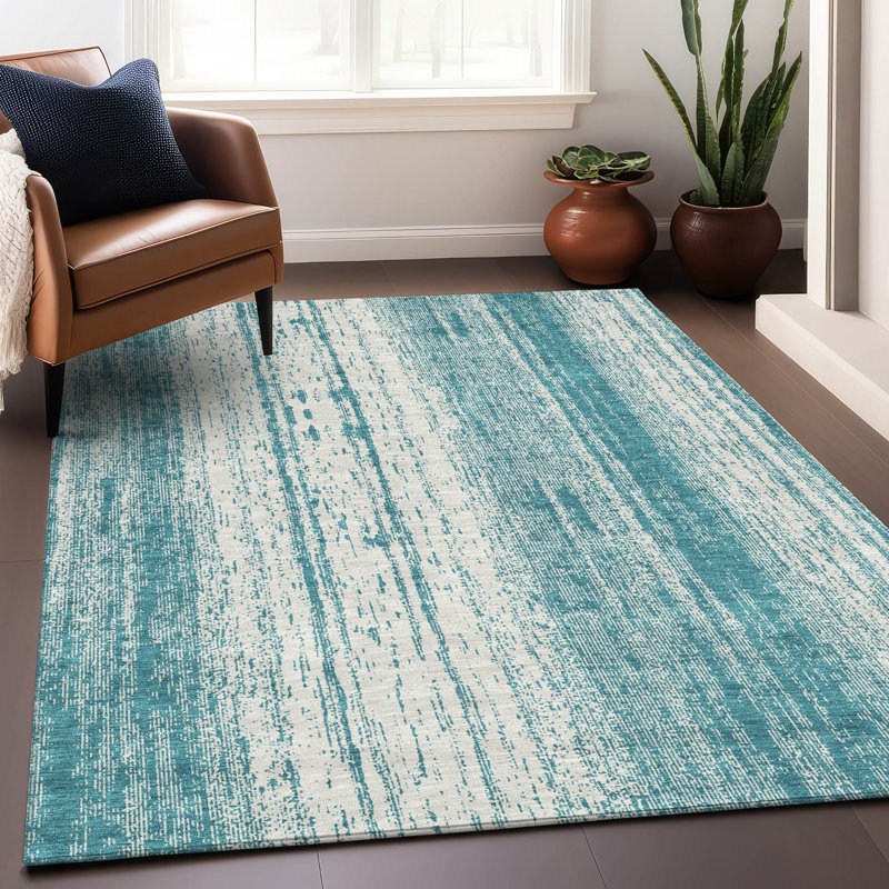 Malek Washable Abstract Indoor / Outdoor Rug, Rectangle 5' x 7'6"