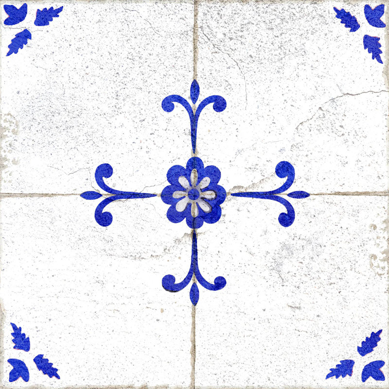 Carreau de mosaïque auto-adhésif en vinyle l 4 po x L 4 po, Bleu acier / Blanc