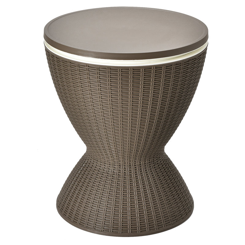 Kaeto Outdoor Plastic Bar Table with Extendable Tabletop, Brown
