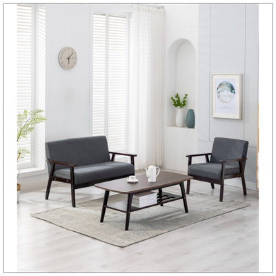 Espresso Coffee Table Loveseat Chair Set