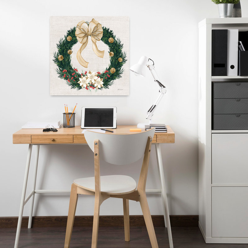 Art contemporain ivoire de Noël à feuilles persistantes avec baies en forme de clochettes, H 18 po x l 18 po