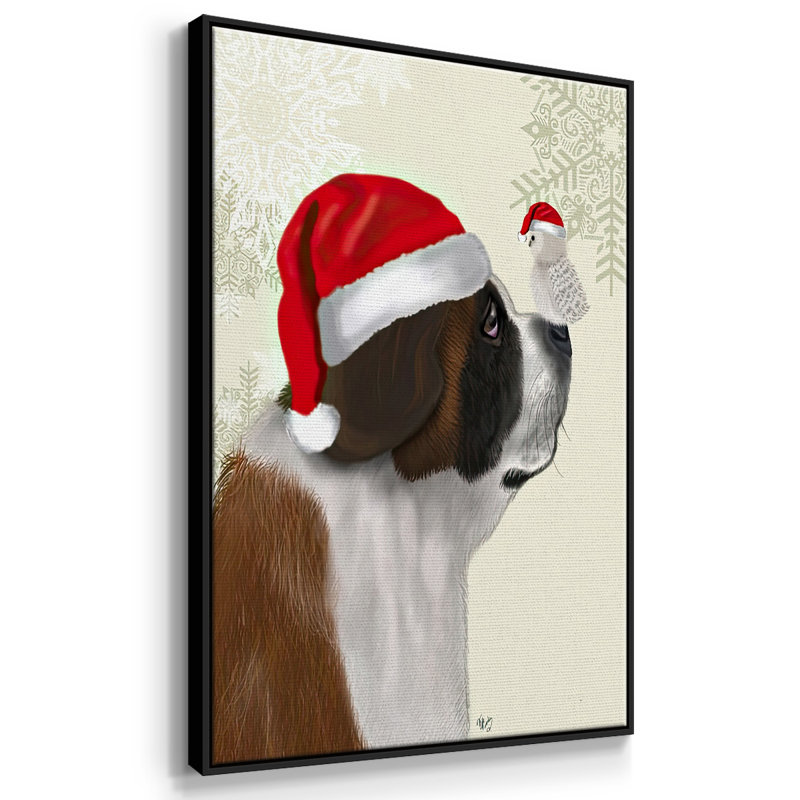 Noël Saint-Bernard et hibou moelleux, Noir, H 37 po x l 25 po x P 1,5 po