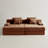Oversized Modular Flannel Double Chaise Lounge Chair with 4 Pillows, Pure Foam Filled, No Assembly Required, Brown-118698502