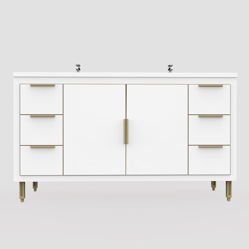 59.13'' Double Bathroom Vanity with Acrylic Top