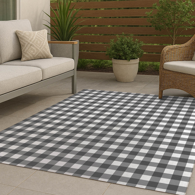 Tapis d'extérieur antidérapant Proper Gingham, Rectangulaire 2 pi x 3 pi