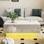Table basse avec plateau coulissant, table centrale avec compartiment de rangement caché, table extensible pour le salon