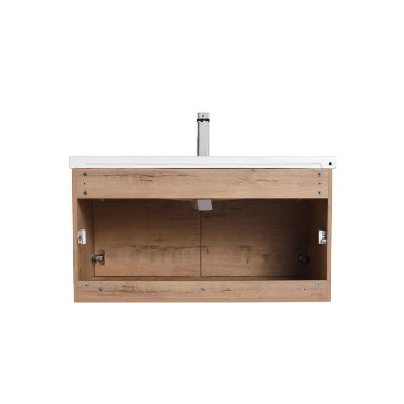 Meuble-lavabo flottant mural avec lavabo 36 po Bern, Beige