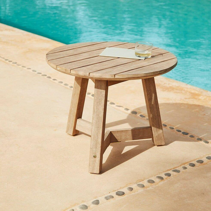 Keosauqua Round Acacia Outdoor Side Table , 60cm W 60cm D