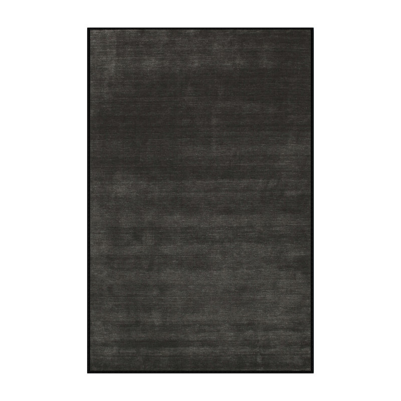 Tapis décoratif noir contemporain, Rectangle 7 pi x 9 pi