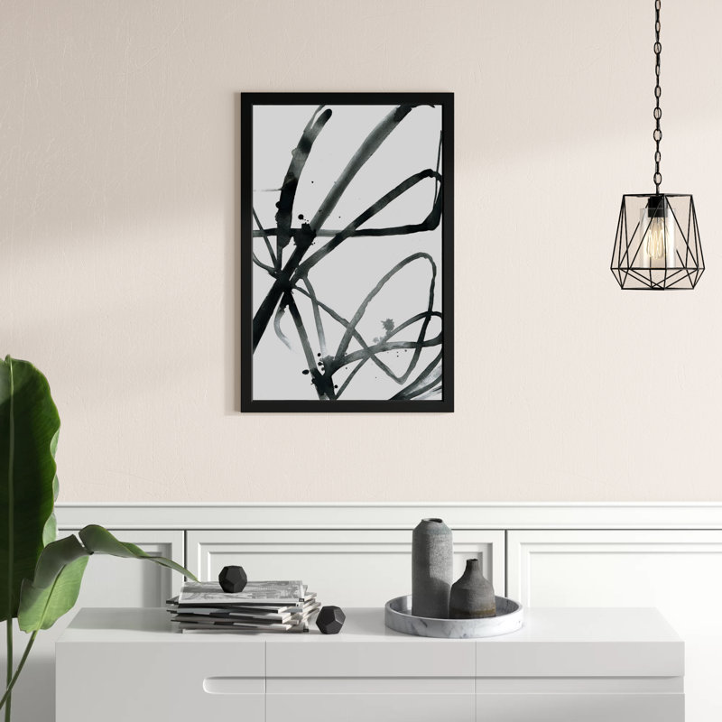 «Black Strokes» par Marmont Hill - reproduction d'art sur papier encadrée, H 36 po x l 24 po