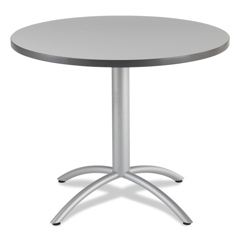 Aleksandras Round Metal Base Dining Table, Gray