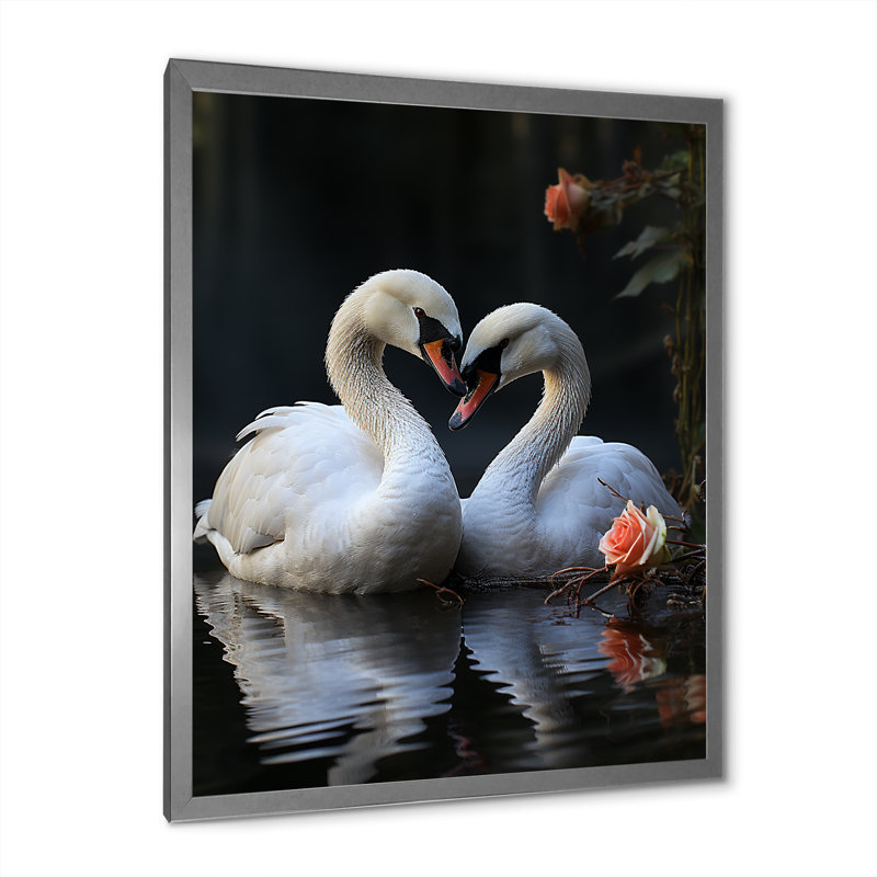 Peaceful Swans Family II - Swans Animal, reproduction d'art sur toile, Toile tendue, H 20 po x l 12 po