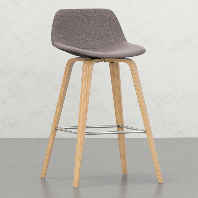 2 tabourets de bar - Housse de siège, pieds en bois, touche contemporaine, repose-pieds accentué, assise confortable