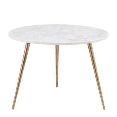 Petite table basse avec dessus en marbre et pieds en aluminium - Marbre blanc