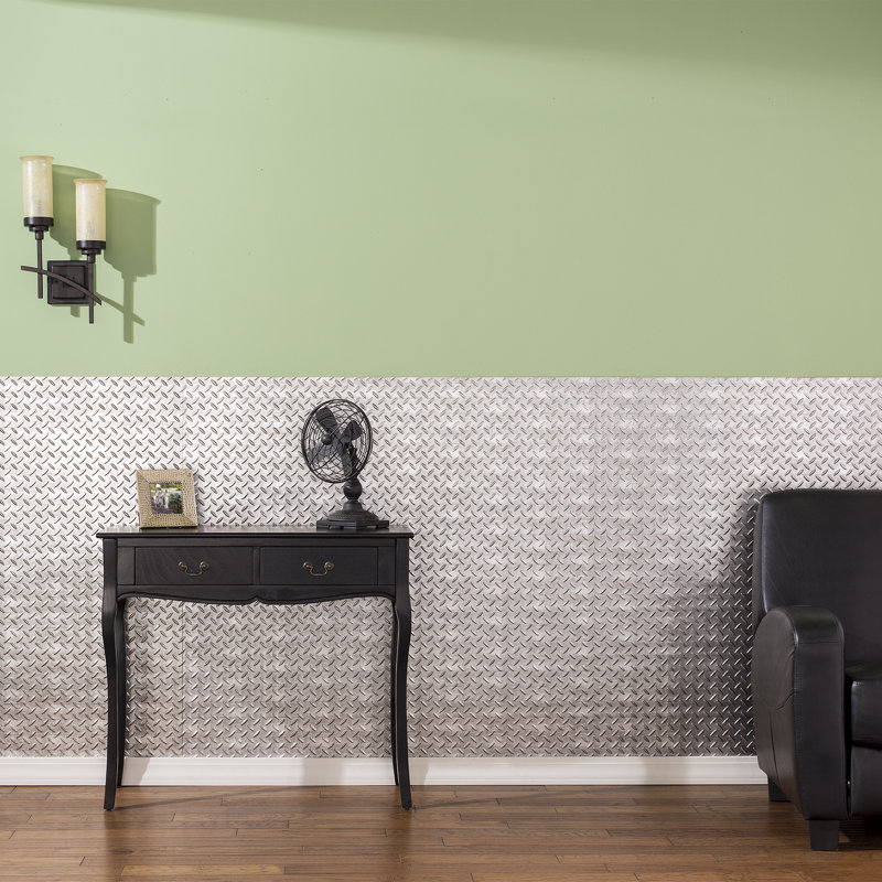 Panneau mural décoratif en vinyle 4 pi x 8 pi FASÄDE, Argent Crosshatch